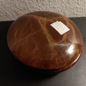 GORGEOUS Genuine Volterra Brown Alabaster  Italy Swivel Top 5" Trinket Holder.